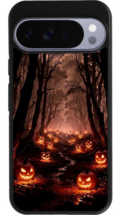 Google Pixel 10 Pro XL Case Hülle - Silikon schwarz Halloween 2025 Road of Terrifying Pumpkins
