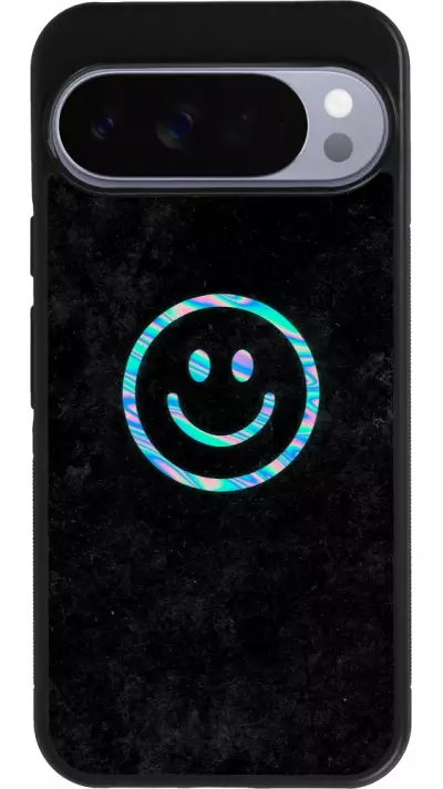 Coque Google Pixel 10 Pro XL - Silicone rigide noir Happy smiely irisé