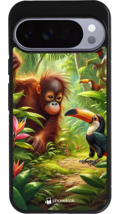 Coque Google Pixel 10 Pro XL - Silicone rigide noir Jungle Tropicale Tayrona