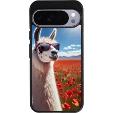 Coque Google Pixel 10 Pro XL - Silicone rigide noir Lama Chic en Coquelicot