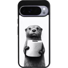 Coque Google Pixel 10 Pro XL - Silicone rigide noir Loutre papier de toilette