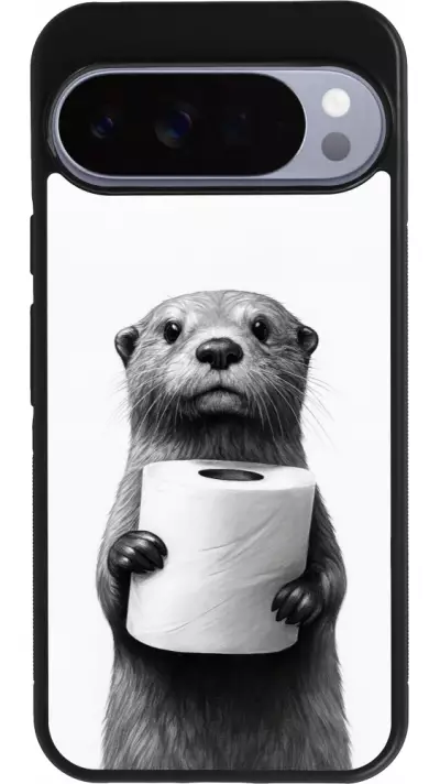 Coque Google Pixel 10 Pro XL - Silicone rigide noir Loutre papier de toilette