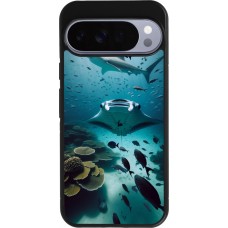 Coque Google Pixel 10 Pro XL - Silicone rigide noir Manta Lagon Nettoyage