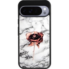 Coque Google Pixel 10 Pro XL - Silicone rigide noir Marble Rose Gold