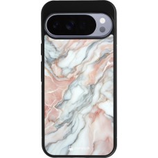 Coque Google Pixel 10 Pro XL - Silicone rigide noir Marbre Rose Lumineux