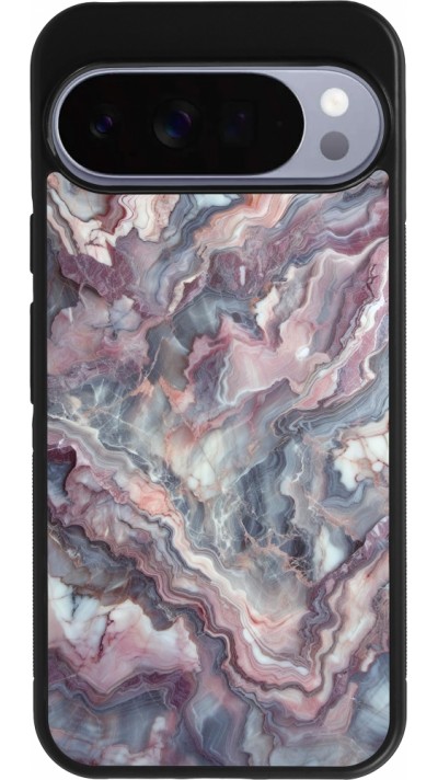 Google Pixel 10 Pro XL Case Hülle - Silikon schwarz Violetter silberner Marmor