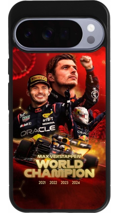 Coque Google Pixel 10 Pro XL - Silicone rigide noir Max Verstappen Champion 2023
