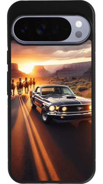 Coque Google Pixel 10 Pro XL - Silicone rigide noir Mustang 69 Grand Canyon