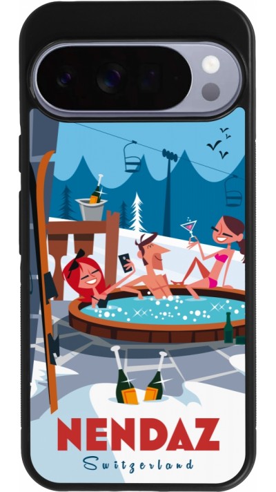 Coque Google Pixel 10 Pro XL - Silicone rigide noir Nendaz Mountain Jacuzzi