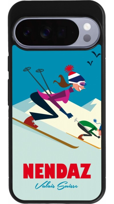 Coque Google Pixel 10 Pro XL - Silicone rigide noir Nendaz Ski Downhill