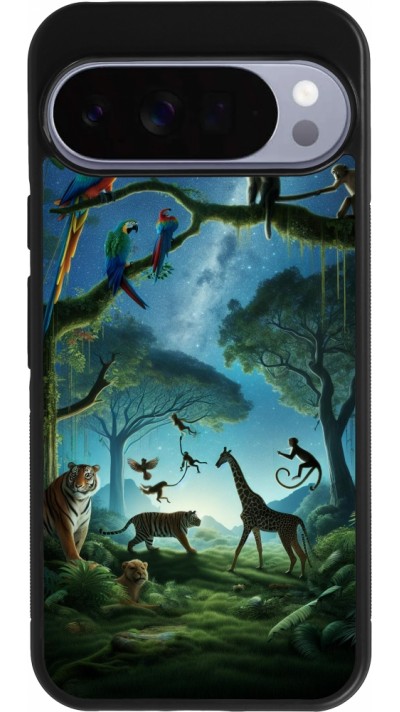 Coque Google Pixel 10 Pro XL - Silicone rigide noir Paradis des animaux exotiques