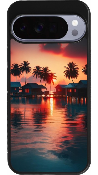 Coque Google Pixel 10 Pro XL - Silicone rigide noir Paradis Maldives