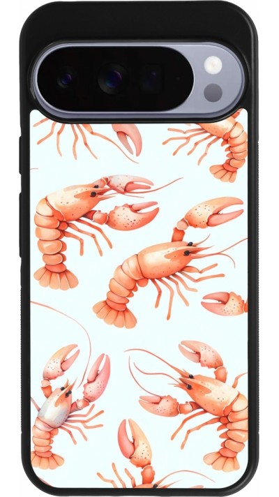 Coque Google Pixel 10 Pro XL - Silicone rigide noir Pattern de homards pastels