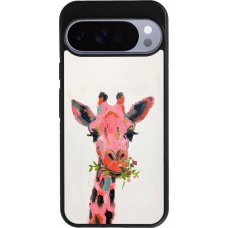 Coque Google Pixel 10 Pro XL - Silicone rigide noir Pink Girafe Paint
