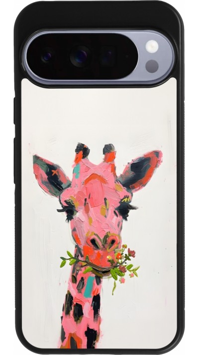 Coque Google Pixel 10 Pro XL - Silicone rigide noir Pink Girafe Paint