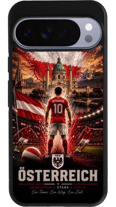 Coque Google Pixel 10 Pro XL - Silicone rigide noir Football Autriche splash 2026