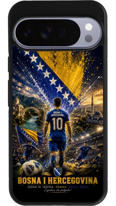Coque Google Pixel 10 Pro XL - Silicone rigide noir Football Bosnie-Herzégovine splash 2026