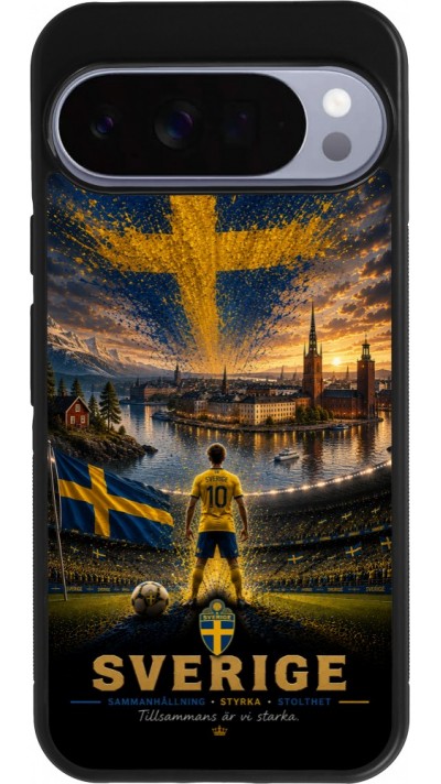 Coque Google Pixel 10 Pro XL - Silicone rigide noir Football Suède splash 2026