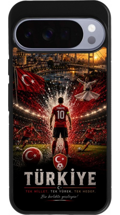 Coque Google Pixel 10 Pro XL - Silicone rigide noir Football Turquie splash 2026