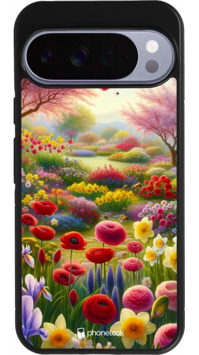 Google Pixel 10 Pro XL Case Hülle - Silikon schwarz Frühling 25 Strauß Frühling