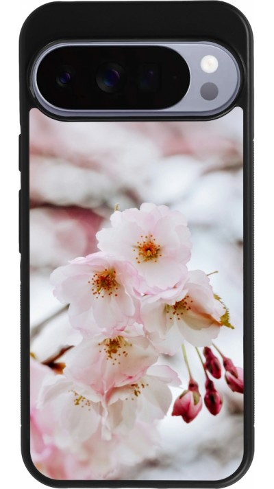 Google Pixel 10 Pro XL Case Hülle - Silikon schwarz Cherry tree Spring 2026
