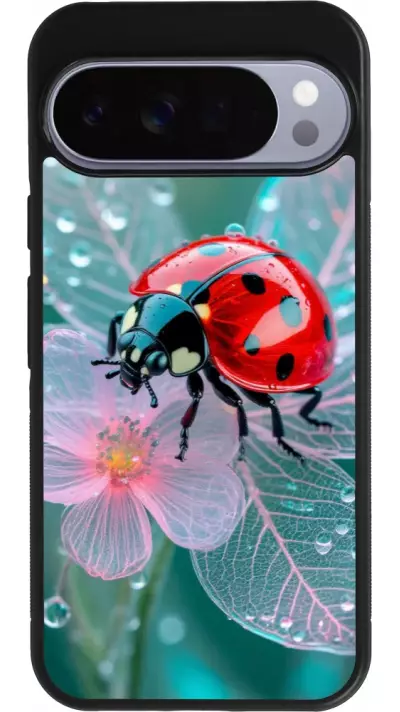 Coque Google Pixel 10 Pro XL - Silicone rigide noir Ladybird in bloom Spring 2026