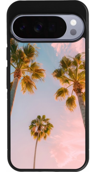 Google Pixel 10 Pro XL Case Hülle - Silikon schwarz Summer 2025 Palmiers