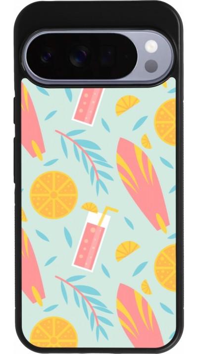 Google Pixel 10 Pro XL Case Hülle - Silikon schwarz Summer 2025 Pattern citron