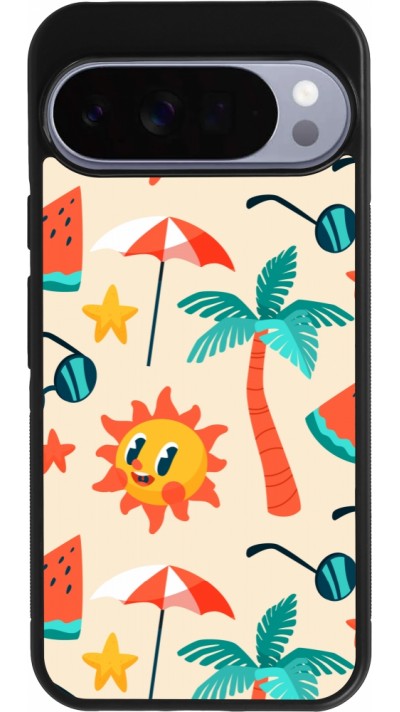 Google Pixel 10 Pro XL Case Hülle - Silikon schwarz Summer 2025 Pattern soleil
