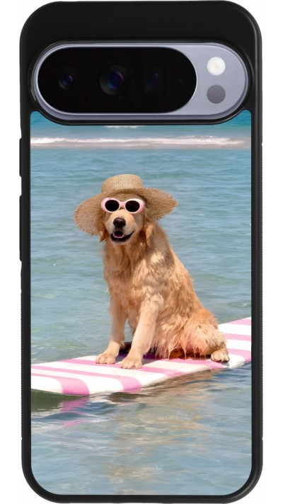 Google Pixel 10 Pro XL Case Hülle - Silikon schwarz Summer Dog on Paddle