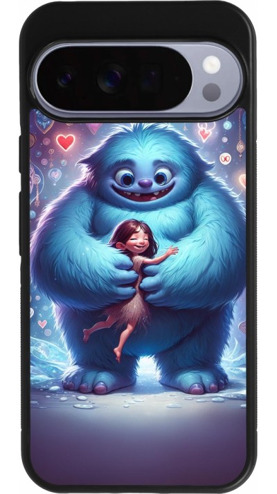 Coque Google Pixel 10 Pro XL - Silicone rigide noir Valentine 2024 Fluffy Love