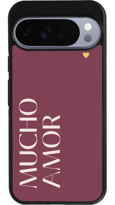 Coque Google Pixel 10 Pro XL - Silicone rigide noir Valentine 2024 mucho amor rosado