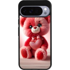 Google Pixel 10 Pro XL Case Hülle - Silikon schwarz Valentin 2024 Rosaroter Teddybär