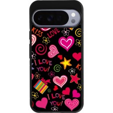 Google Pixel 10 Pro XL Case Hülle - Silikon schwarz Valentine 2023 love symbols