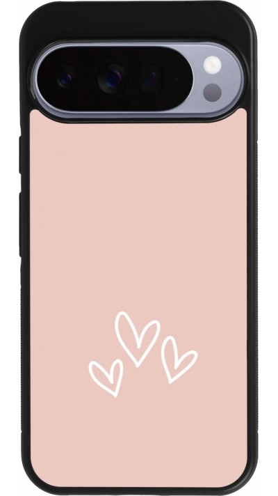 Coque Google Pixel 10 Pro XL - Silicone rigide noir Valentine 2023 three minimalist hearts