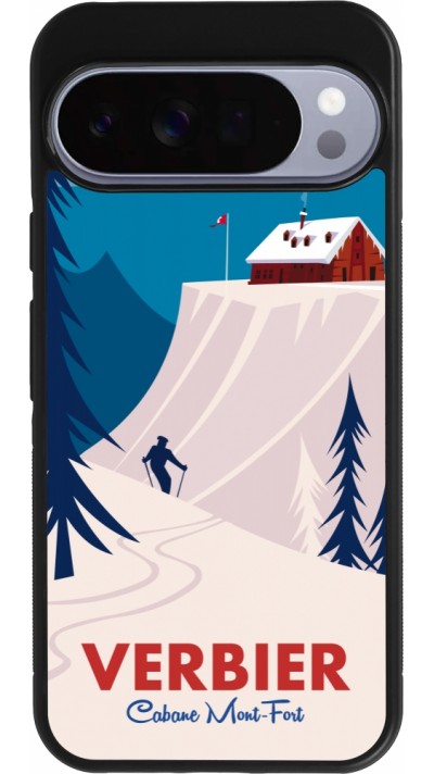 Coque Google Pixel 10 Pro XL - Silicone rigide noir Verbier Cabane Mont-Fort