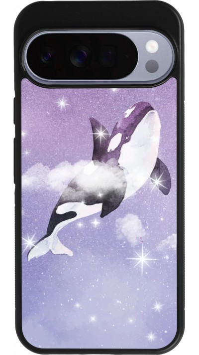 Coque Google Pixel 10 Pro XL - Silicone rigide noir Whale in sparking stars