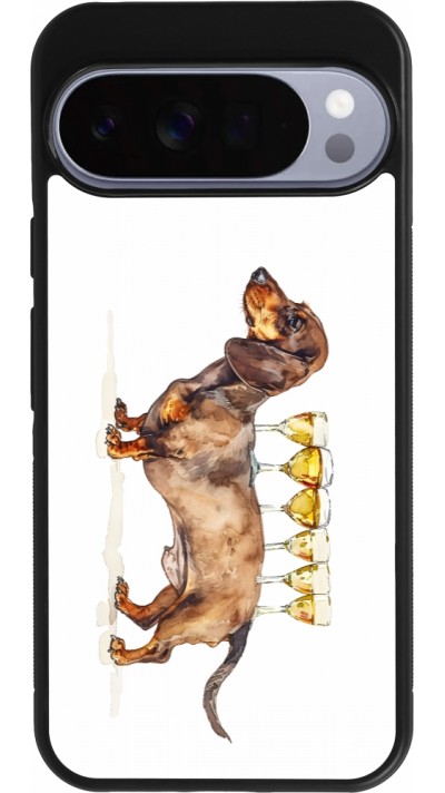 Coque Google Pixel 10 Pro XL - Silicone rigide noir Wine Teckel