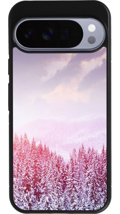 Coque Google Pixel 10 Pro XL - Silicone rigide noir Winter 22 Pink Forest