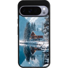 Coque Google Pixel 10 Pro XL - Silicone rigide noir Winter 25 Winter house forest day