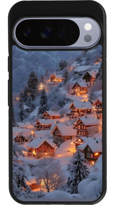 Coque Google Pixel 10 Pro XL - Silicone rigide noir Winter 25 Winter snowy village