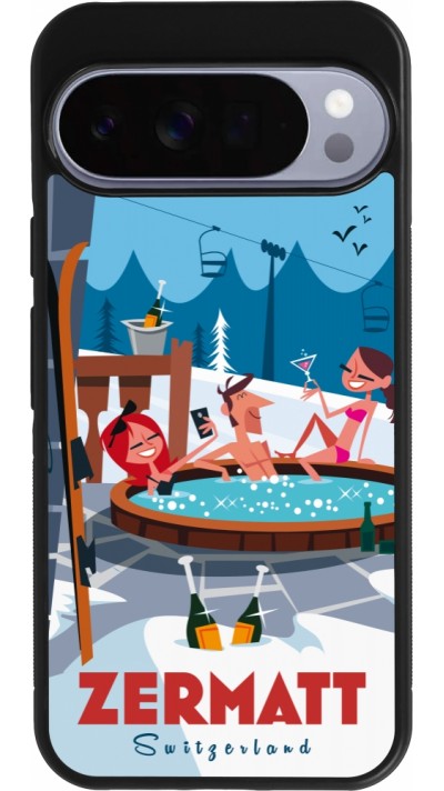 Coque Google Pixel 10 Pro XL - Silicone rigide noir Zermatt Mountain Jacuzzi