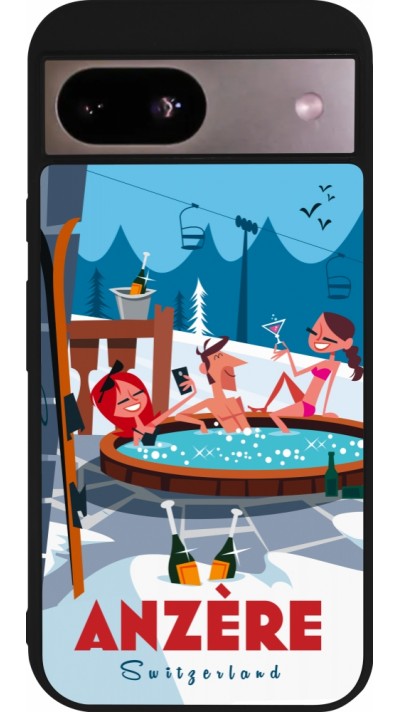 Google Pixel 8a Case Hülle - Silikon schwarz Anzère Mountain Jacuzzi