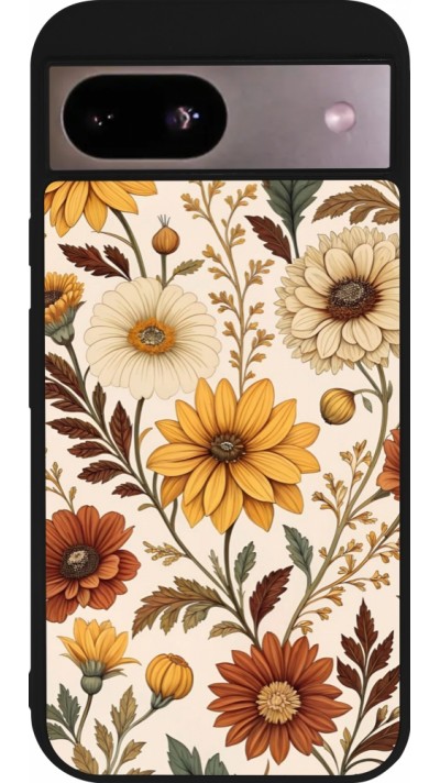 Google Pixel 8a Case Hülle - Silikon schwarz Autumn 25 Flower pattern