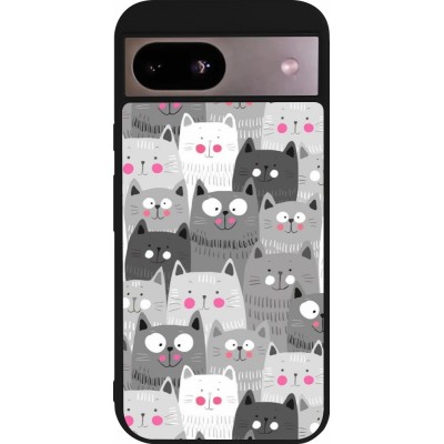 Google Pixel 8a Case Hülle - Silikon schwarz Katzenschwärme