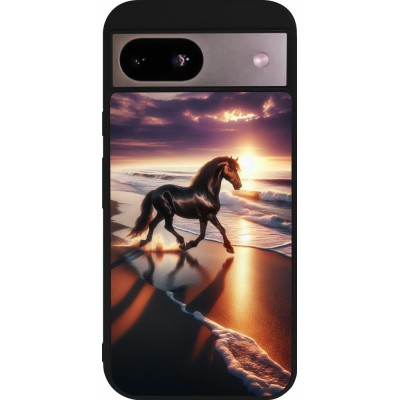 Google Pixel 8a Case Hülle - Silikon schwarz Pferd majestätisch Strand