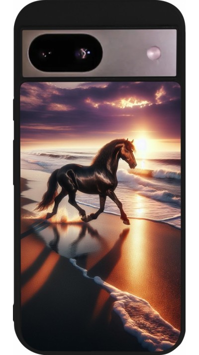 Google Pixel 8a Case Hülle - Silikon schwarz Pferd majestätisch Strand