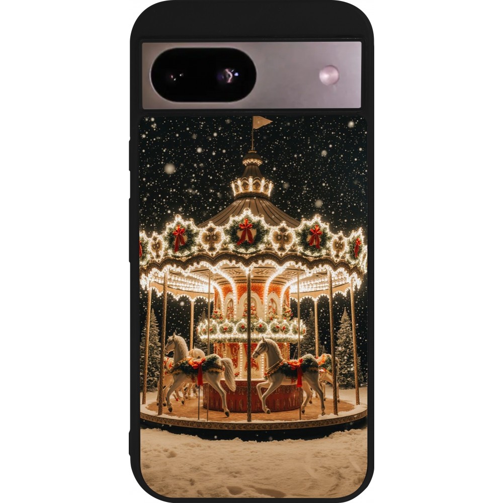 Google Pixel 8a Case Hülle - Silikon schwarz Christmas 25 Carousel