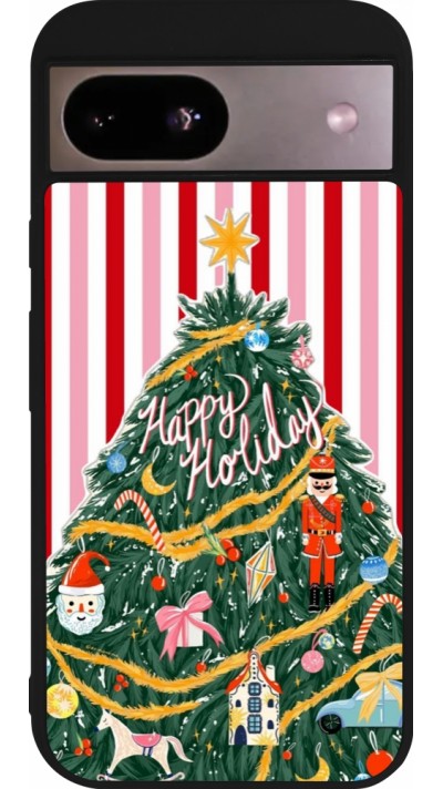 Google Pixel 8a Case Hülle - Silikon schwarz Christmas 25 Happy Holiday