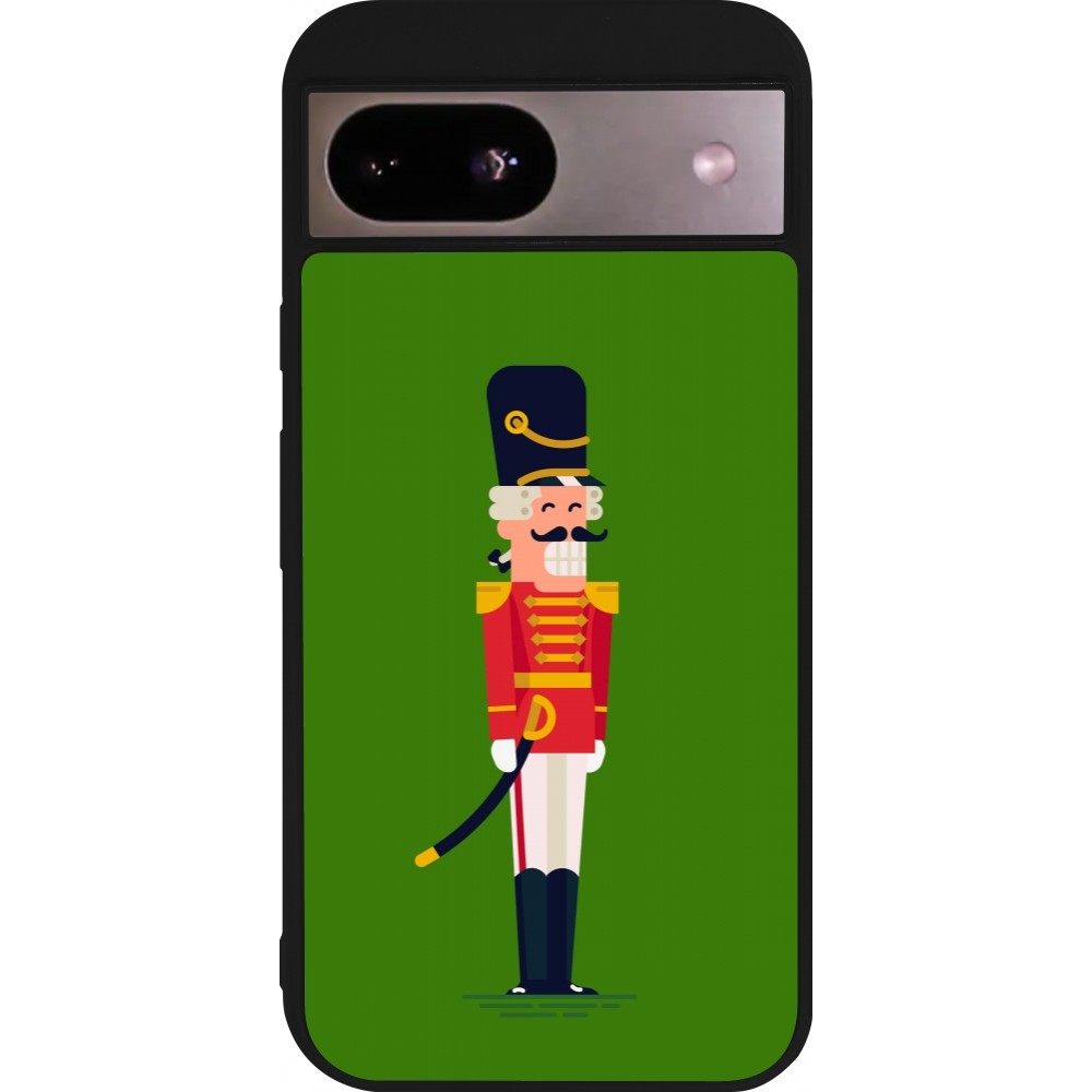 Google Pixel 8a Case Hülle - Silikon schwarz Christmas 25 Nutcracker Green